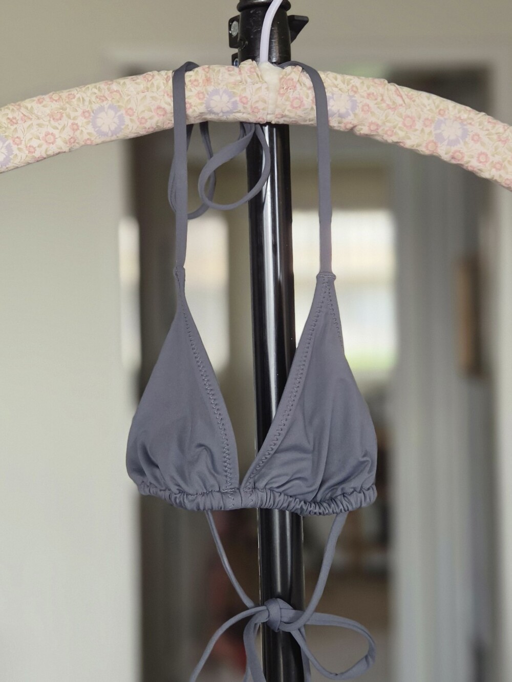 Skims Gray Triangle Bikini Top - Halter Tie